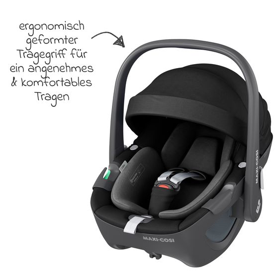 Maxi-Cosi Babyschale Pebble 360 i-Size drehbar ab Geburt - 15 Monate (40 cm - 83 cm) inkl. Isofix-Basis FamilyFix 360 & Rückenlehnenschutz - Essential Black