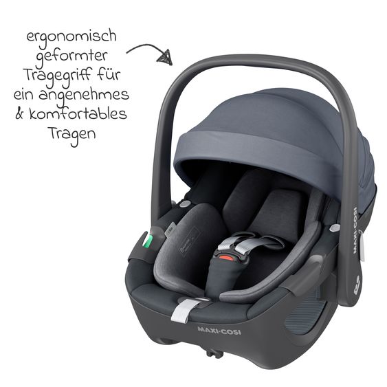 Maxi-Cosi Babyschale Pebble 360 i-Size drehbar ab Geburt - 15 Monate (40 cm - 83 cm) inkl. Isofix-Basis FamilyFix 360 & Rückenlehnenschutz - Essential Graphite