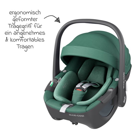 Maxi-Cosi Seggiolino auto girevole Pebble 360 i-Size dalla nascita a 15 mesi (40 cm - 83 cm) con base FamilyFix 360 Isofix e protezione per lo schienale - Verde Essenziale