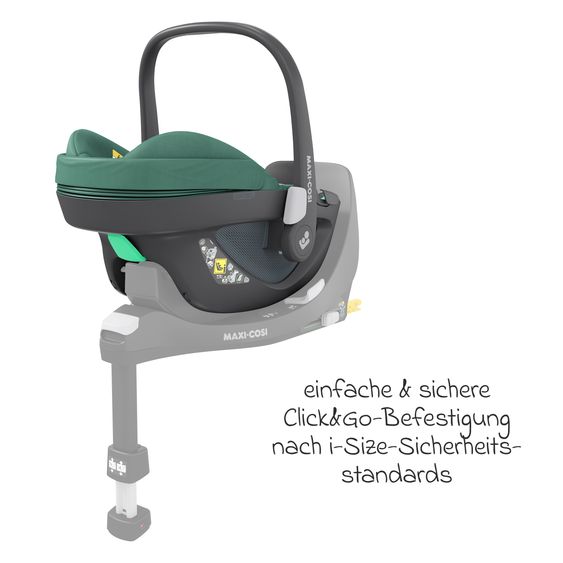 Maxi-Cosi Seggiolino auto girevole Pebble 360 i-Size dalla nascita a 15 mesi (40 cm - 83 cm) con base FamilyFix 360 Isofix e protezione per lo schienale - Verde Essenziale