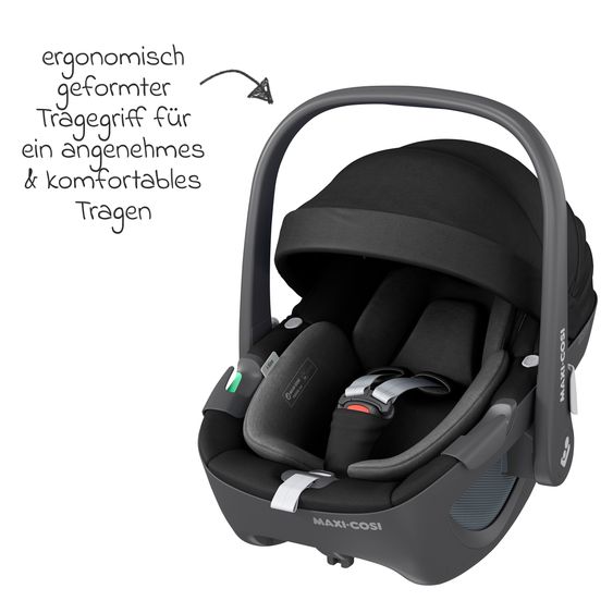 Maxi-Cosi Babyschale Pebble 360 i-Size drehbar ab Geburt - 15 Monate (40 cm - 83 cm) inkl. Isofix-Basis FamilyFix 360, Schutzunterlage & Schmusetuch - Essential Black
