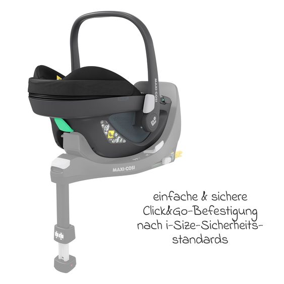 Maxi-Cosi Babyschale Pebble 360 i-Size drehbar ab Geburt - 15 Monate (40 cm - 83 cm) inkl. Isofix-Basis FamilyFix 360, Schutzunterlage & Schmusetuch - Essential Black