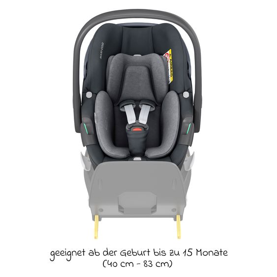 Maxi-Cosi Babyschale Pebble 360 i-Size drehbar ab Geburt - 15 Monate (40 cm - 83 cm) inkl. Isofix-Basis FamilyFix 360, Schutzunterlage & Schmusetuch - Essential Graphite