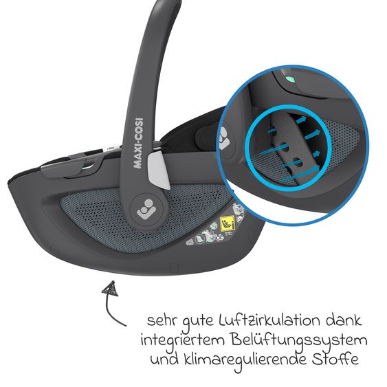 Maxi-Cosi Babyschale Pebble 360 i-Size drehbar ab Geburt - 15 Monate (40 cm - 83 cm) inkl. Isofix-Basis FamilyFix 360, Schutzunterlage & Schnullertasche - Essentiel Black