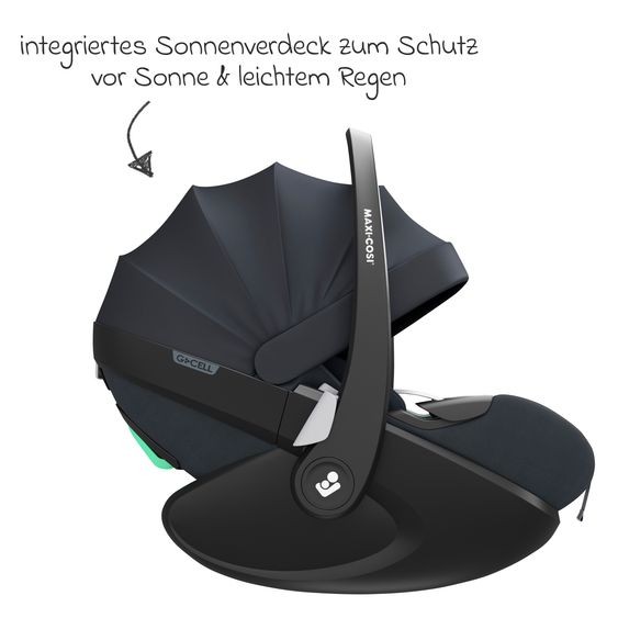 Maxi-Cosi Babyschale Pebble 360 Pro i-Size drehbar ab Geburt - 15 Monate (40 cm - 83 cm ) mit flacher Liegeposition - Essential Graphite