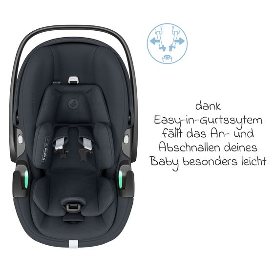 Maxi-Cosi Babyschale Pebble 360 Pro i-Size drehbar ab Geburt - 15 Monate (40 cm - 83 cm ) mit flacher Liegeposition - Essential Graphite