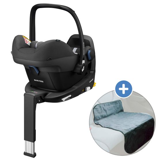 Maxi-Cosi Babyschale Pebble Pro i-Size ab Geburt-12 Monate (45-75 cm) FamilyFix 3 i-Size Base & Polsterschutz - Essential Black