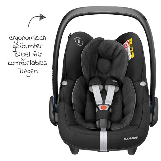 Maxi-Cosi Babyschale Pebble Pro i-Size ab Geburt-12 Monate (45-75 cm) FamilyFix 3 i-Size Base & Polsterschutz - Essential Black