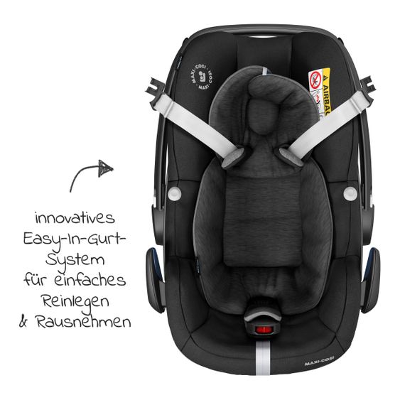 Maxi-Cosi Babyschale Pebble Pro i-Size ab Geburt - 12 Monate (45-75 cm) & Sitzverkleinerer, Sonnenverdeck - Essential Black