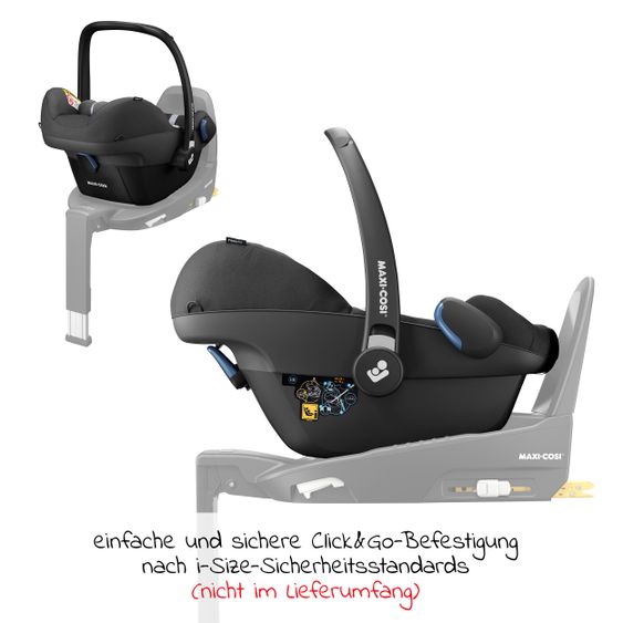 Maxi-Cosi Pebble Pro i-Size infant carrier from birth - 12 months (45-75 cm) & seat reducer, sun canopy - Essential Black