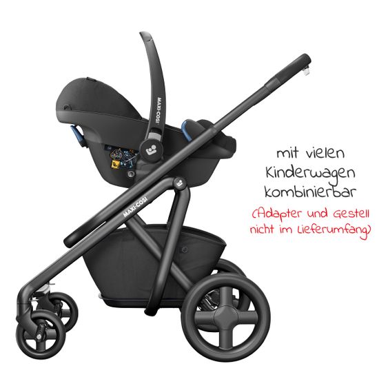 Maxi-Cosi Babyschale Pebble Pro i-Size ab Geburt - 12 Monate (45-75 cm) & Sitzverkleinerer, Sonnenverdeck - Essential Black