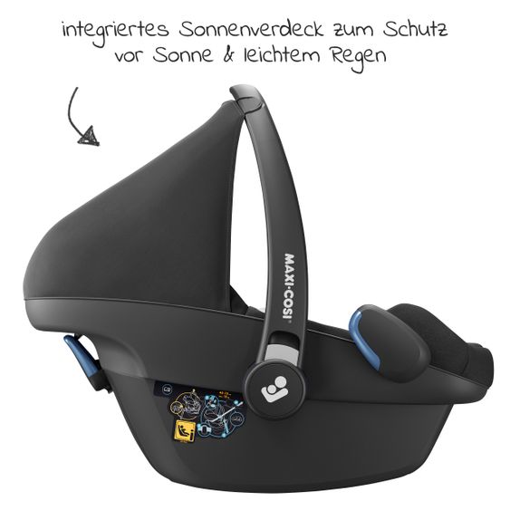 Maxi-Cosi Pebble Pro i-Size infant carrier from birth - 12 months (45-75 cm) & seat reducer, sun canopy - Essential Black