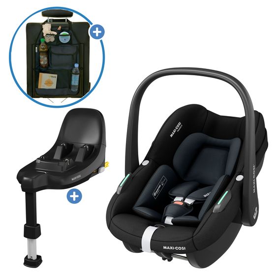 Maxi-Cosi Seggiolino auto Pebble S i-Size dalla nascita a 15 mesi (40 cm - 83 cm) leggero solo 3,4 kg con base Isofix FamilyFix S e protezione per lo schienale - Nero Tonale