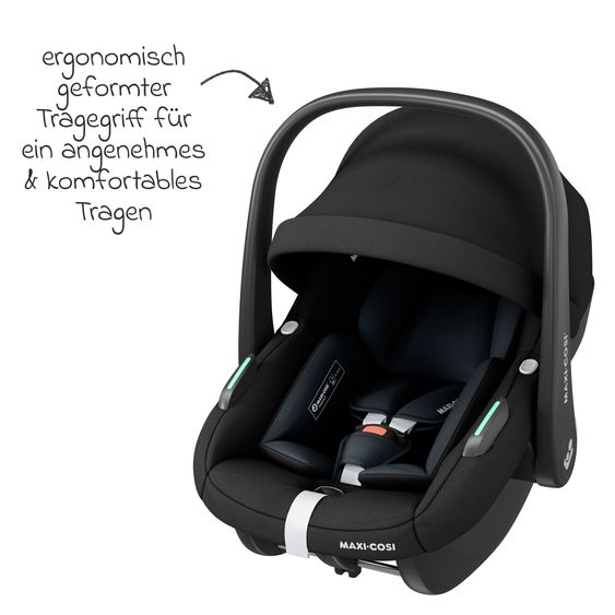 Maxi-Cosi Seggiolino auto Pebble S i-Size dalla nascita a 15 mesi (40 cm - 83 cm) leggero solo 3,4 kg con base Isofix FamilyFix S e protezione per lo schienale - Nero Tonale