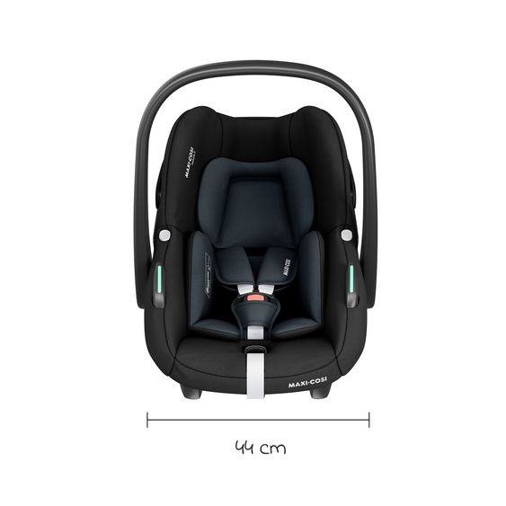 Maxi-Cosi Seggiolino auto Pebble S i-Size dalla nascita a 15 mesi (40 cm - 83 cm) leggero solo 3,4 kg con base Isofix FamilyFix S e protezione per lo schienale - Nero Tonale