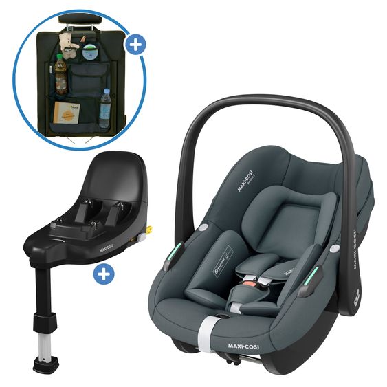 Maxi-Cosi Pebble S i-Size infant car seat from birth - 15 months (40 cm - 83 cm) only 3.4 kg light incl. FamilyFix S Isofix base & backrest protector - Tonal Graphite