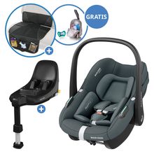 Babyschale Pebble S i-Size ab Geburt - 15 Monate (40 cm - 83 cm) nur 3,4 kg leicht inkl. Isofix-Basis FamilyFix S, Schutzunterlage & Schnullertasche - Tonal Graphite