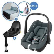 Pebble S i-Size infant car seat from birth - 15 months (40 cm - 83 cm) only 3.4 kg light incl. FamilyFix S Isofix base, protective mat & pacifier bag - Tonal Graphite