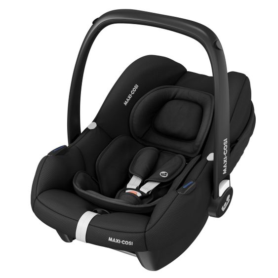 Maxi-Cosi Babyschalen-Set CabrioFix i-Size ab Geburt-12 Monate (40-75 cm) i-Size Base, Polsterschutz,Sommerbezug - Essential Black