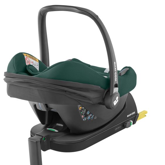 Maxi-Cosi Set seggiolino auto CabrioFix i-Size dalla nascita ai 15 mesi (40-75 cm) base i-Size, cuscino di protezione, copertina estiva - Essential Green