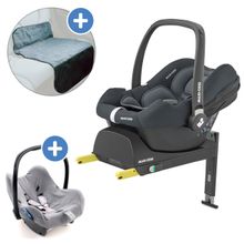 Babyschalen-Set CabrioFix i-Size ab Geburt-12 Monate (40-75 cm) i-Size Base, Polsterschutz,Sommerbezug - Essential Graphite
