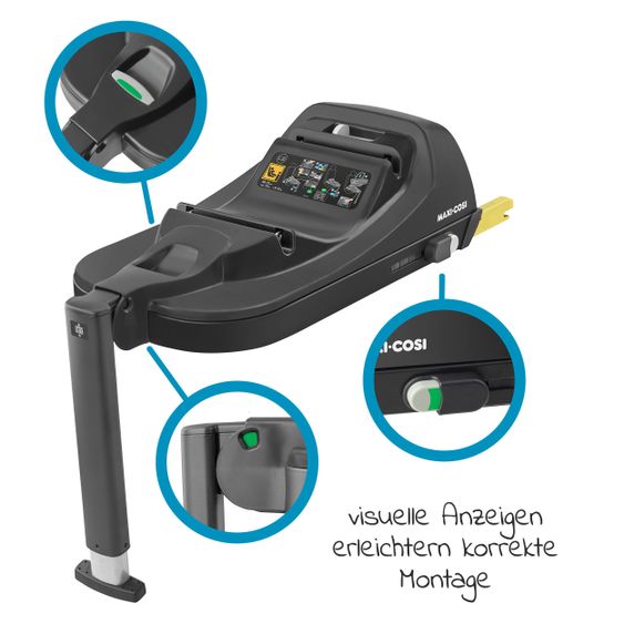 Maxi-Cosi Babyschalen-Set CabrioFix i-Size ab Geburt-12 Monate (40-75 cm) i-Size Base, Polsterschutz,Sommerbezug - Essential Graphite