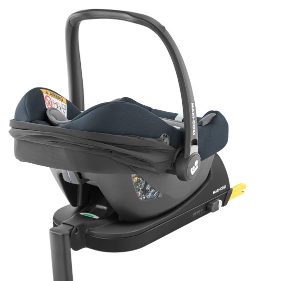 Maxi-Cosi Babyschalen-Set CabrioFix i-Size ab Geburt-12 Monate (40-75 cm) i-Size Base, Polsterschutz,Sommerbezug - Essential Graphite