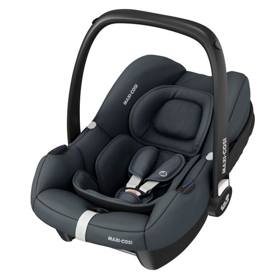 Maxi-Cosi Babyschalen-Set CabrioFix i-Size ab Geburt-12 Monate (40-75 cm) i-Size Base, Polsterschutz,Sommerbezug - Essential Graphite