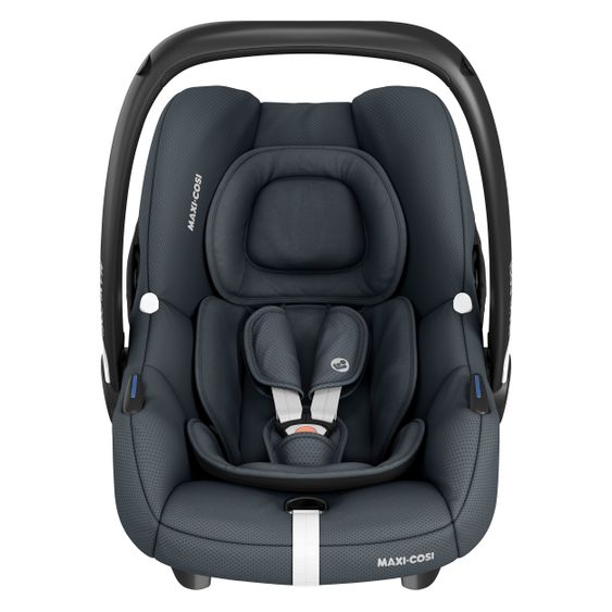 Maxi-Cosi Babyschalen-Set CabrioFix i-Size ab Geburt-12 Monate (40-75 cm) i-Size Base, Polsterschutz,Sommerbezug - Essential Graphite