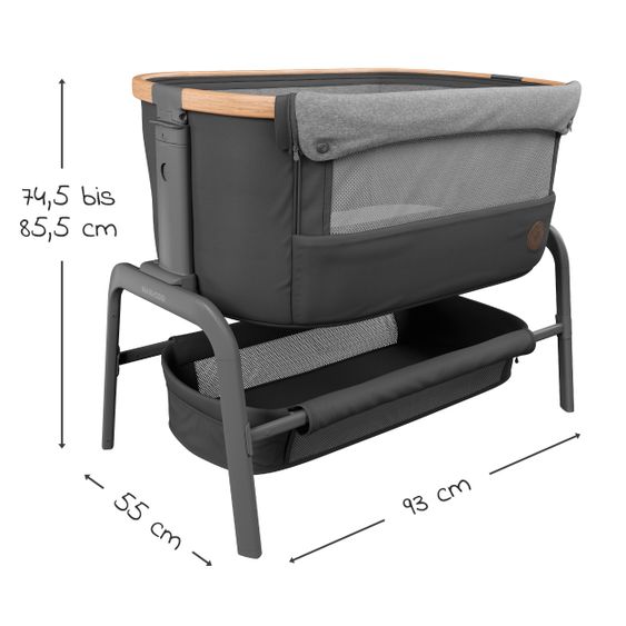 Maxi-Cosi Beistellbett Iora klappbar, inkl. Matratze & Reisetasche - Essential Graphite