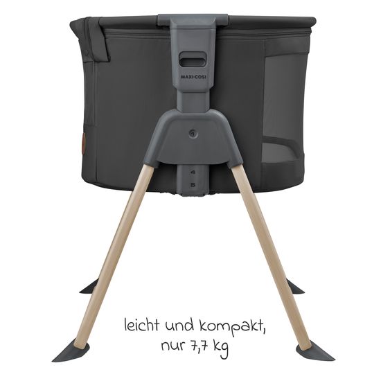 Maxi-Cosi Beistellbettchen Tori Beyond Eco Care ab Geburt - 6 Monate inkl. Matratze & Tragetasche - Graphite