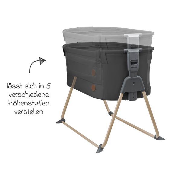 Maxi-Cosi Beistellbettchen Tori Beyond Eco Care ab Geburt - 6 Monate inkl. Matratze & Tragetasche - Graphite