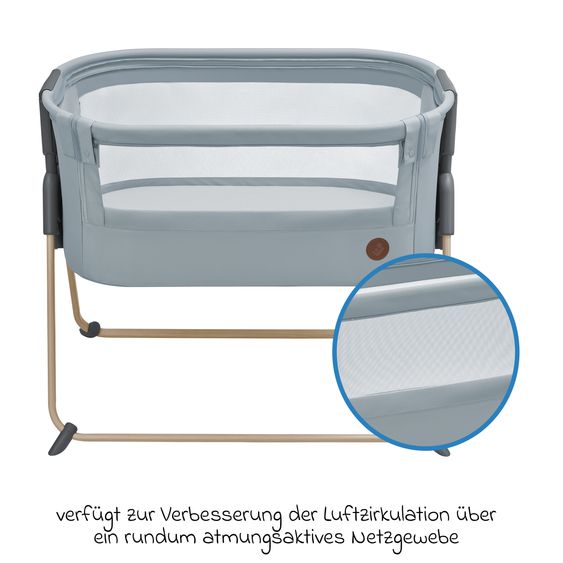 Maxi-Cosi Beistellbettchen Tori Beyond Eco Care ab Geburt - 6 Monate inkl. Matratze & Tragetasche - Grey