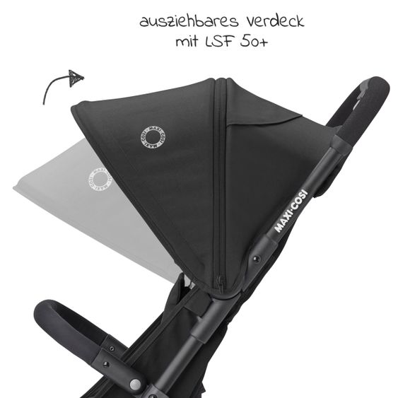 Maxi-Cosi Buggy & Reisebuggy Lara² mit Automatik-Faltung, Liegeposition, bis 22 kg, nur 6,3 kg - Essential Black