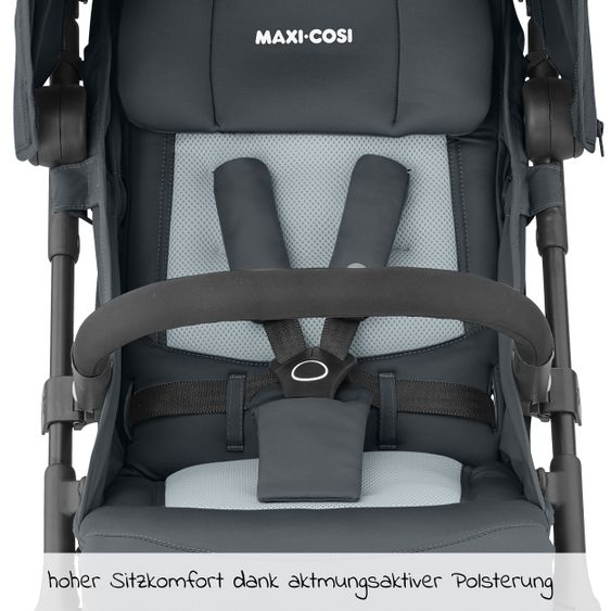 Maxi-Cosi Passeggino Lara² con chiusura automatica, posizione reclinabile, fino a 22 kg, solo 6,3 kg - Essential Graphite