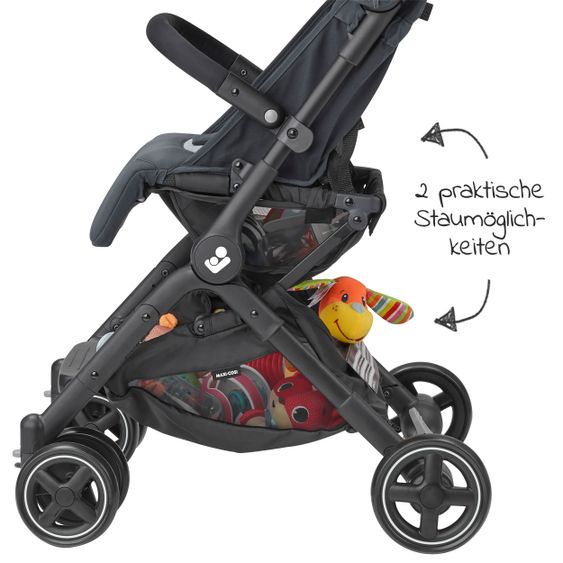 Maxi-Cosi Passeggino Lara² con chiusura automatica, posizione reclinabile, fino a 22 kg, solo 6,3 kg - Essential Graphite