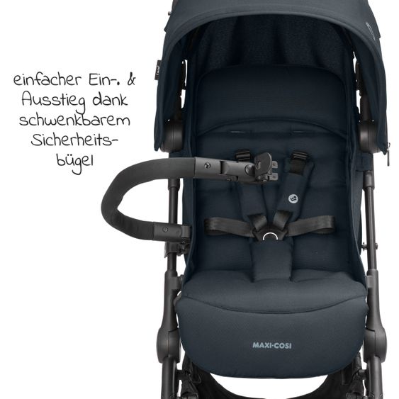 Maxi-Cosi Passeggino Lara² con chiusura automatica, posizione reclinabile, fino a 22 kg, solo 6,3 kg - Essential Graphite