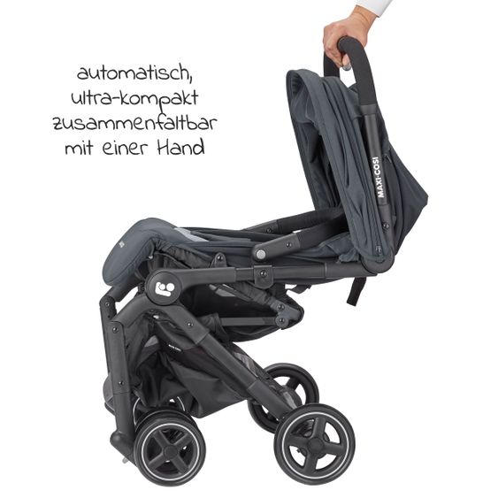 Maxi-Cosi Passeggino Lara² con chiusura automatica, posizione reclinabile, fino a 22 kg, solo 6,3 kg - Essential Graphite