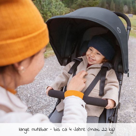 Maxi-Cosi Passeggino Lara² con chiusura automatica, posizione reclinabile, fino a 22 kg, solo 6,3 kg - Essential Graphite