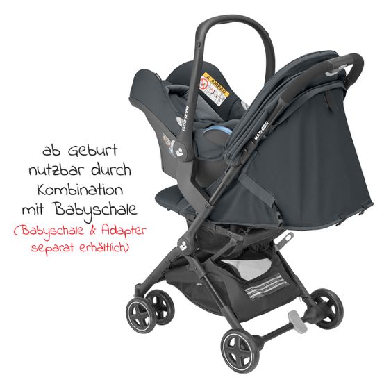 Maxi-Cosi Passeggino Lara² con chiusura automatica, posizione reclinabile, fino a 22 kg, solo 6,3 kg - Essential Graphite