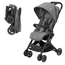 Passeggino e carrozzina da viaggio Lara2 con ripiegamento automatico, posizione reclinabile, fino a 22 kg, solo 6,3 kg - Grigio Select