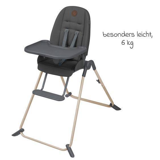 Maxi-Cosi Hochstuhl Ava Beyond Eco Care ab Geburt - 3 Jahre nur 6 kg schwer mit Liegeposition und Tablett - Graphite