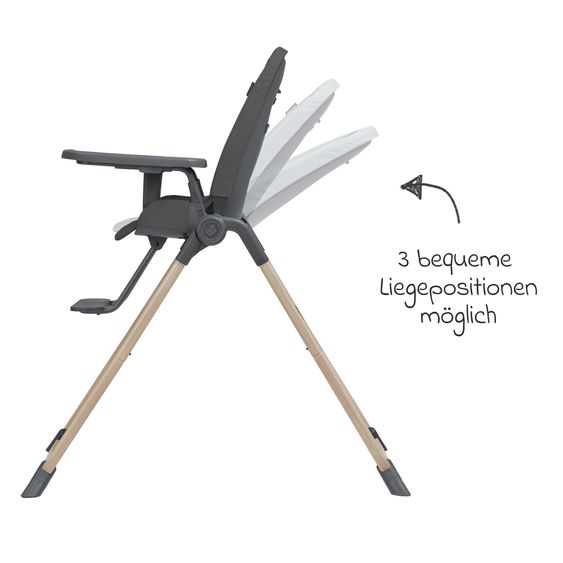 Maxi-Cosi Hochstuhl Ava Beyond Eco Care ab Geburt - 3 Jahre nur 6 kg schwer mit Liegeposition und Tablett - Graphite