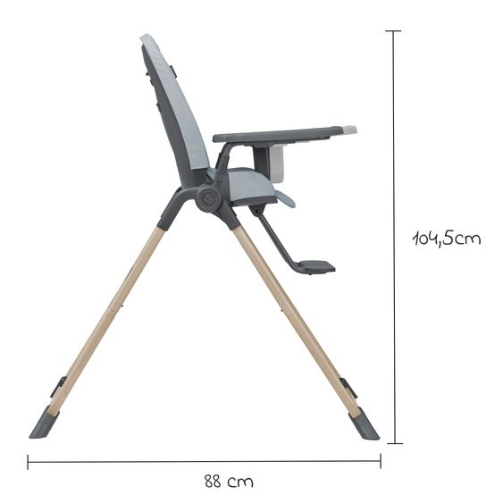 Maxi-Cosi Ava Beyond Eco Care high chair from birth - 3 years weighing only 6 kg with reclining position and tray - Grey