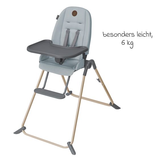 Maxi-Cosi Hochstuhl Ava Beyond Eco Care ab Geburt - 3 Jahre nur 6 kg schwer mit Liegeposition und Tablett - Grey