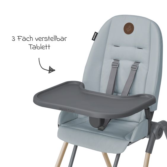 Maxi-Cosi Hochstuhl Ava Beyond Eco Care ab Geburt - 3 Jahre nur 6 kg schwer mit Liegeposition und Tablett - Grey