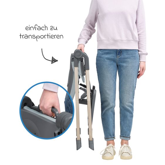 Maxi-Cosi Hochstuhl Ava Beyond Eco Care ab Geburt - 3 Jahre nur 6 kg schwer mit Liegeposition und Tablett - Grey