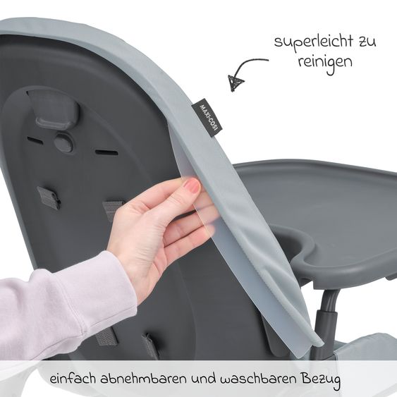 Maxi-Cosi Hochstuhl Ava Beyond Eco Care ab Geburt - 3 Jahre nur 6 kg schwer mit Liegeposition und Tablett - Grey