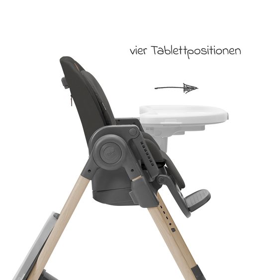 Maxi-Cosi Seggiolone Minla dalla nascita ai 14 anni - Seggiolone, lettino con funzione reclinabile e vassoio - Beyound - Graphite Eco