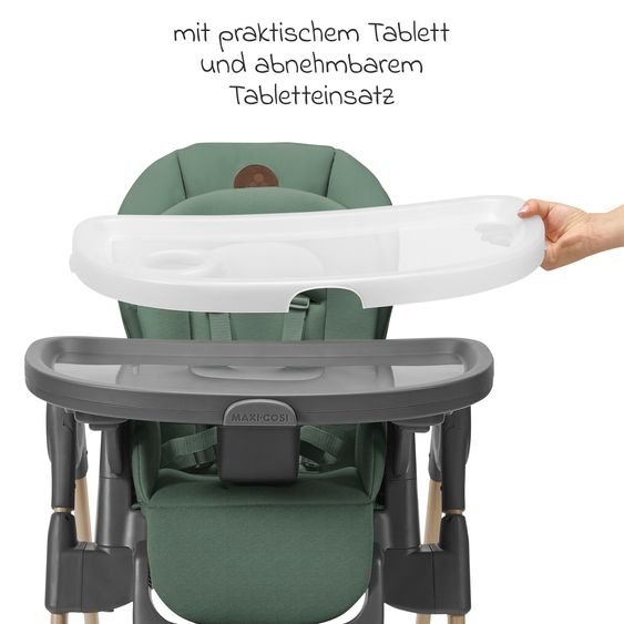 Maxi-Cosi Hochstuhl Minla mitwachsend ab Geburt - 14 Jahre - Hochstuhl, Babyliege mit Liegefunktion & Tablett - Beyound - Green Eco